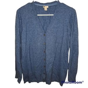 LLBean Blue Lambs Wool Cashmere Blend Cardigan
